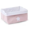 Panier De Rangement - 40x30x20 Cm - Toile - Rose Tendre Blan