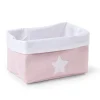 Panier De Rangement - 32x20x20 Cm - Toile - Rose Tendre Blan