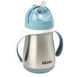 Tasse paille inox 250ml Bleu