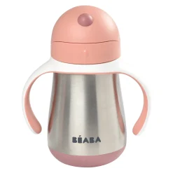 Tasse paille inox 250ml Vieux rose